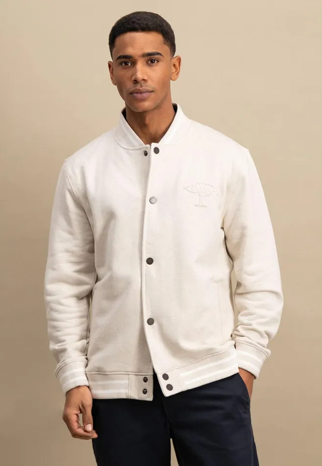 Cardigan Men FYNCHHATTON College Jacket With Push Buttons Navynew Offwhite