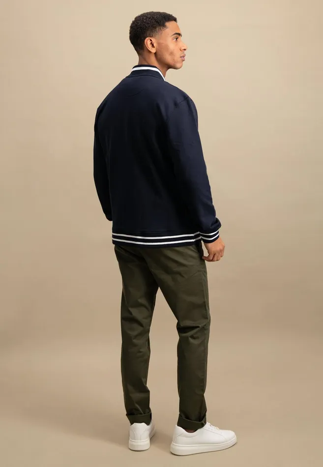 Cardigan Men FYNCHHATTON College Jacket With Push Buttons Navynew Offwhite