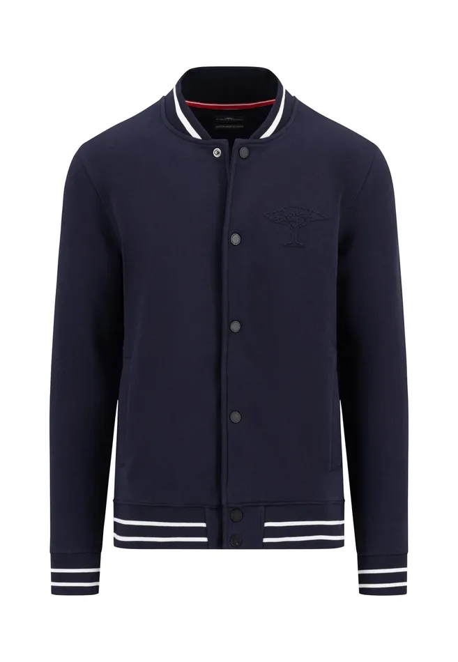 Cardigan Men FYNCHHATTON College Jacket With Push Buttons Navynew Offwhite