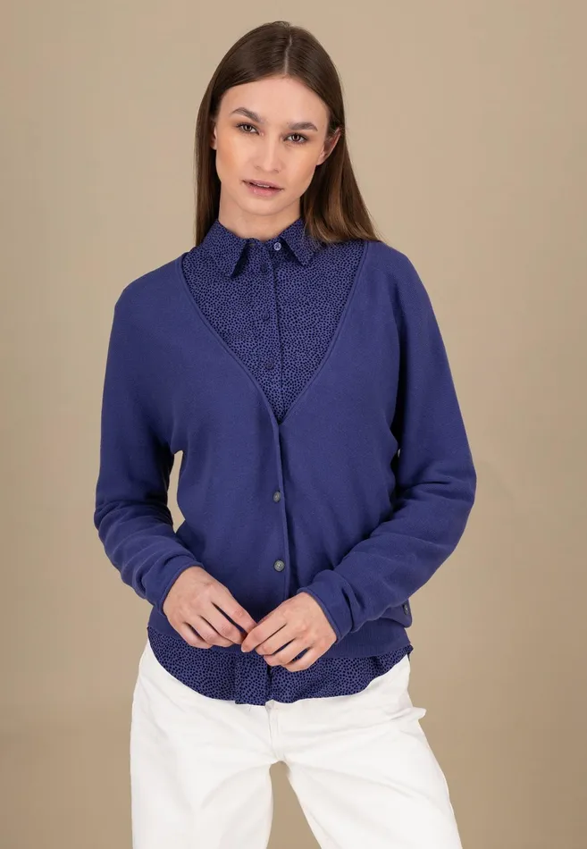 Cardigan Women FYNCHHATTON Parting Jacket Made Of Cotton With Push Buttons Blue Purpleblack Cardigan Women FYNCHHATTON Parting Jacket Made Of Cotton With Push Buttons Blue Purpleblack