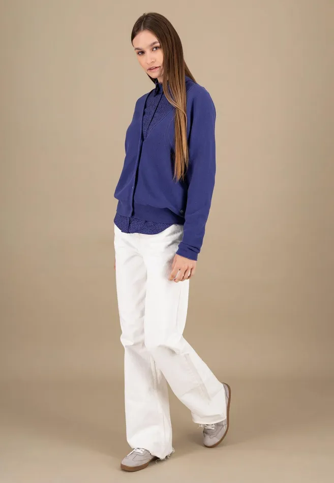 Cardigan Women FYNCHHATTON Parting Jacket Made Of Cotton With Push Buttons Blue Purpleblack