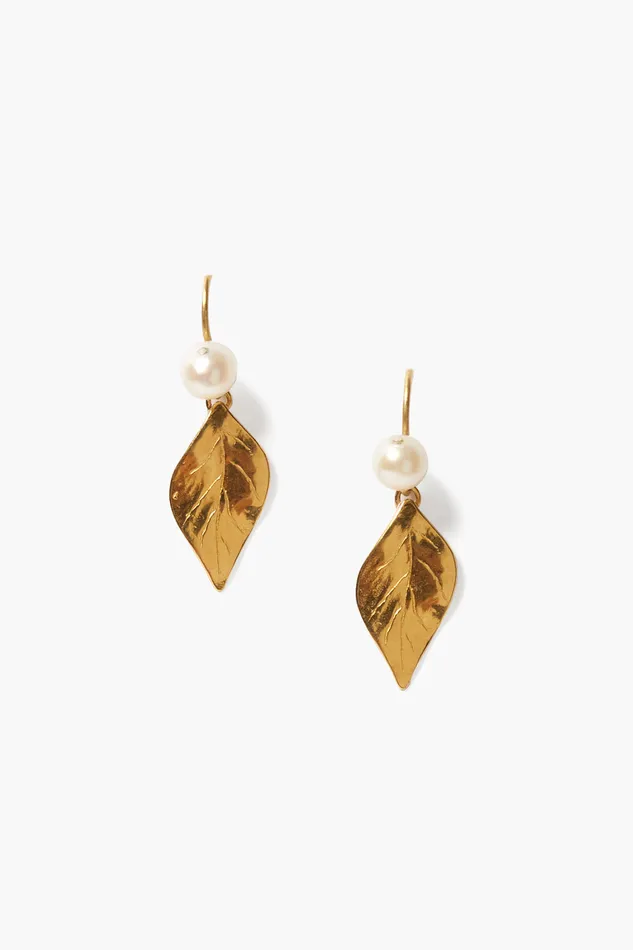 Chan Luu Earrings Falling Leaf Drop Earrings White Pearl 8211 Women