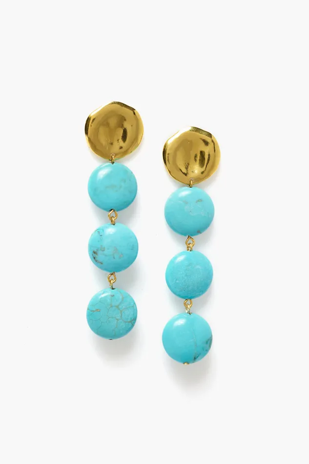 Chan Luu Earrings Four Tiered Coin Earrings Turquoise 8211 Women