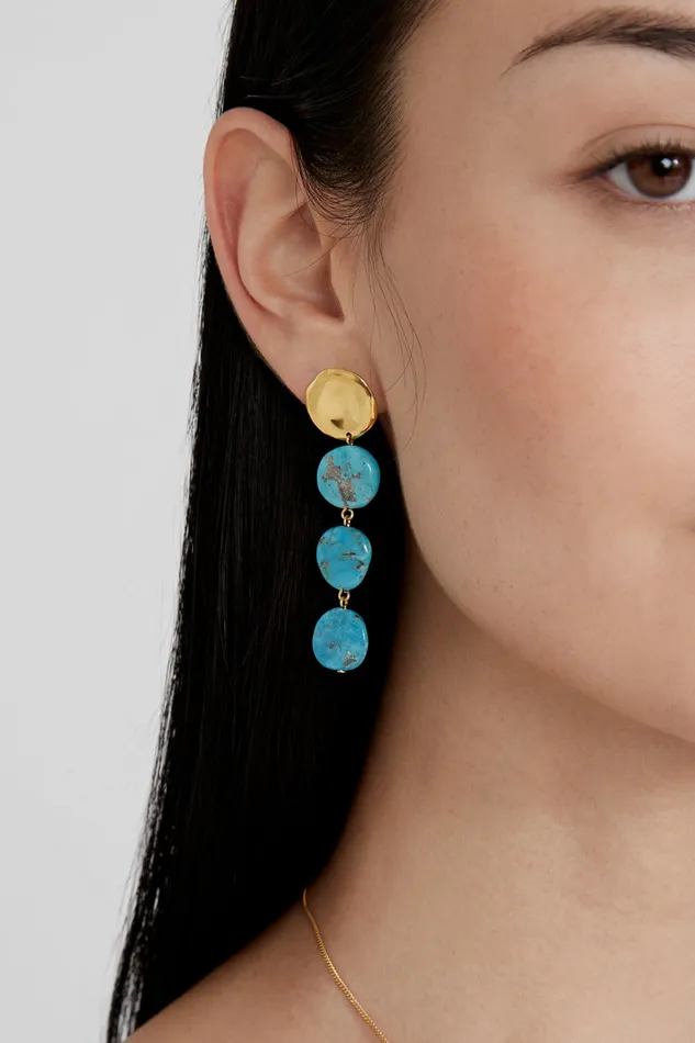 Chan Luu Earrings Four Tiered Coin Earrings Turquoise 8211 Women