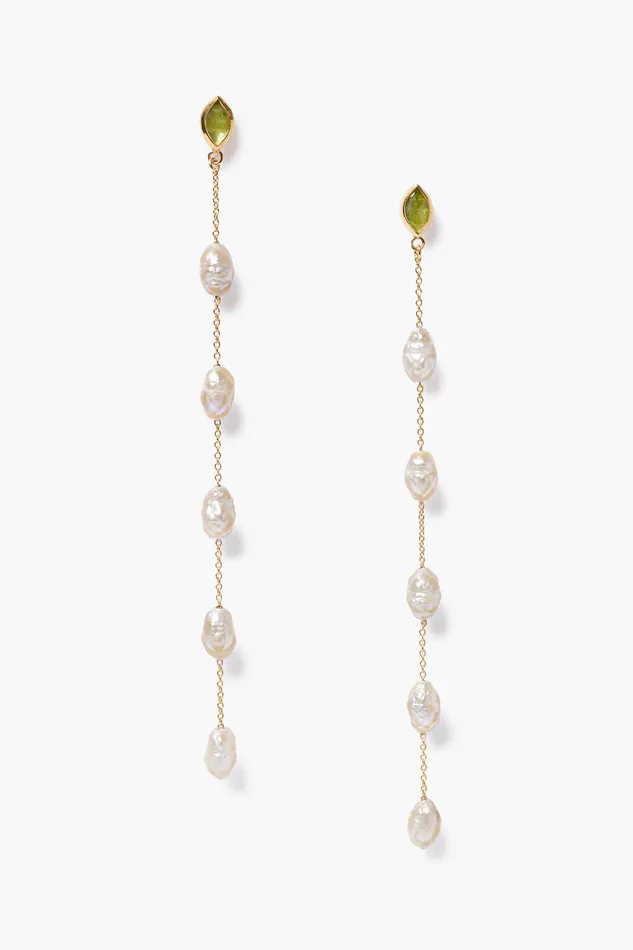 Chan Luu Earrings Gwen Tiered Pearl Earrings Peridot 8211 Women