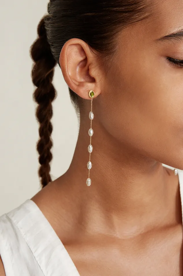 Chan Luu Earrings Gwen Tiered Pearl Earrings Peridot 8211 Women