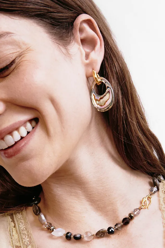 Chan Luu Earrings Nora Hoop Earrings Abalone 8211 Women