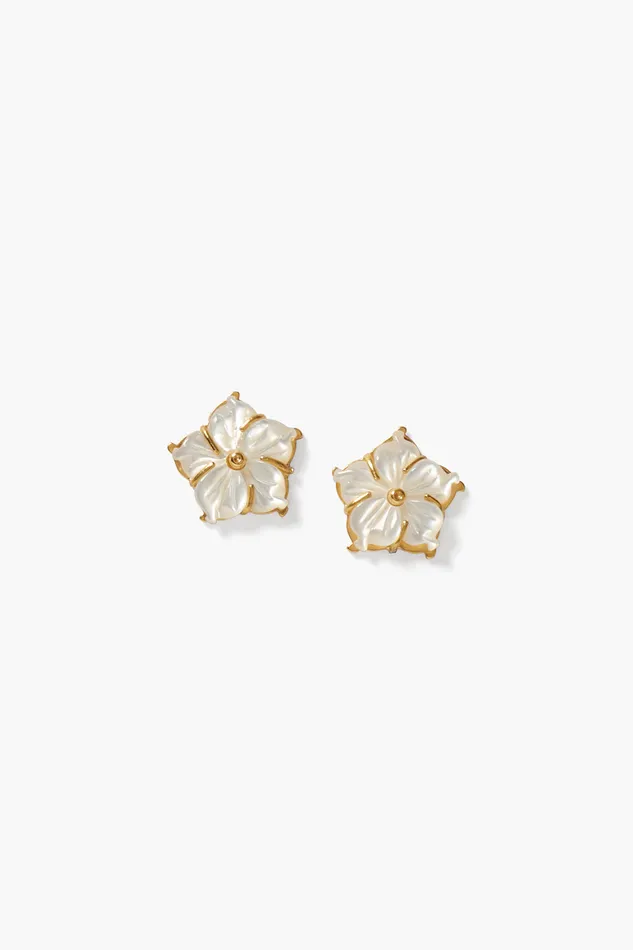 Chan Luu Earrings Plumeria Stud Earrings White MOP 8211 Women