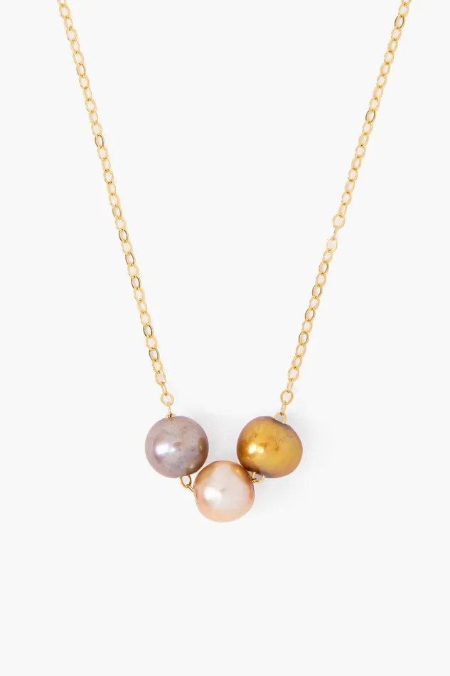 Chan Luu Necklaces Champagne Mix Pearl Trinity Necklace 8211 Women