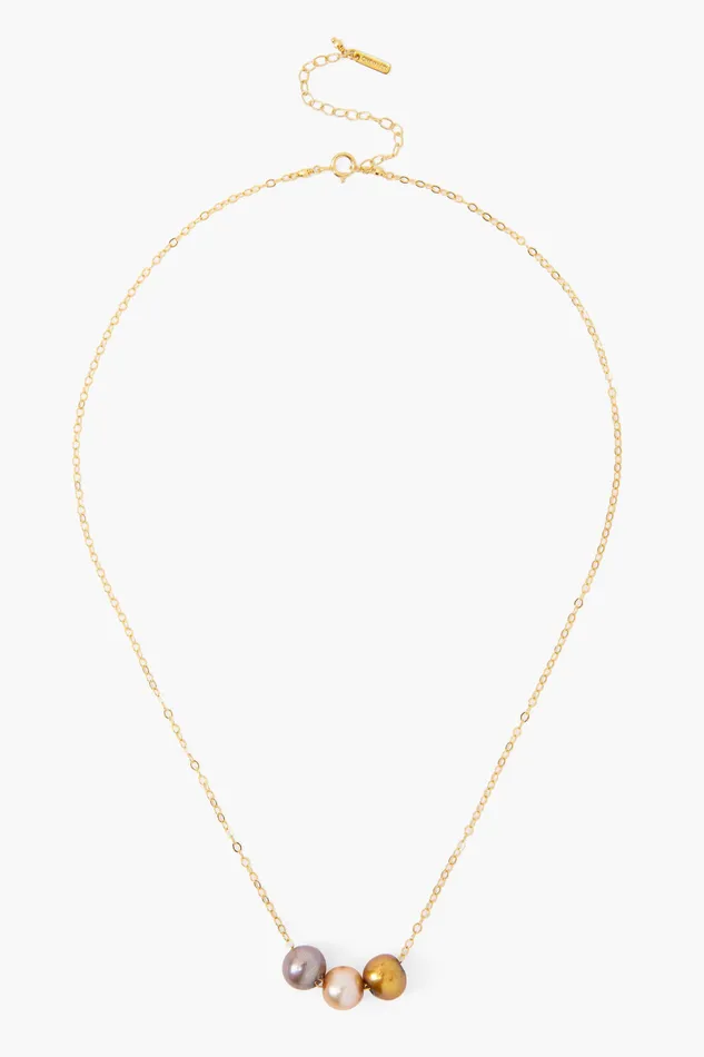 Chan Luu Necklaces Champagne Mix Pearl Trinity Necklace 8211 Women