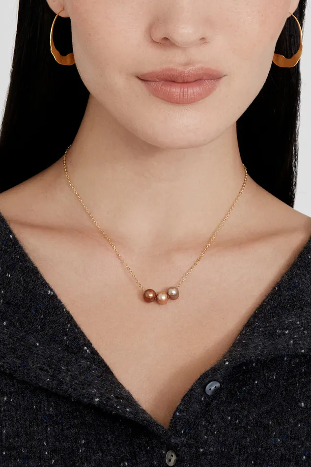 Chan Luu Necklaces Champagne Mix Pearl Trinity Necklace 8211 Women