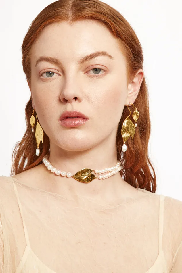 Chan Luu Necklaces Falling Leaf Necklace White Pearl 8211 Women