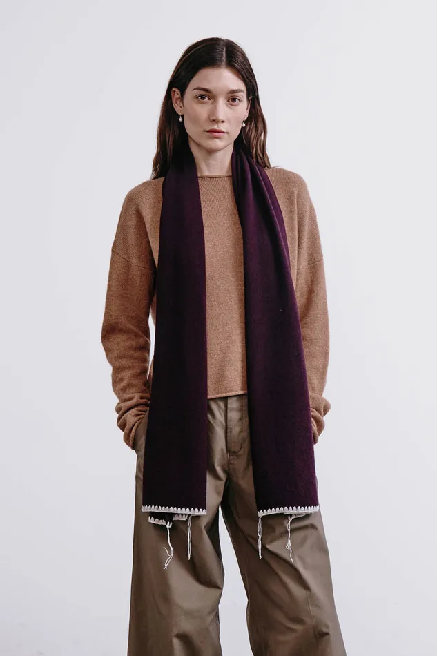 Chan Luu Scarves Blanket Stitch Scarf Wine 8211 Women