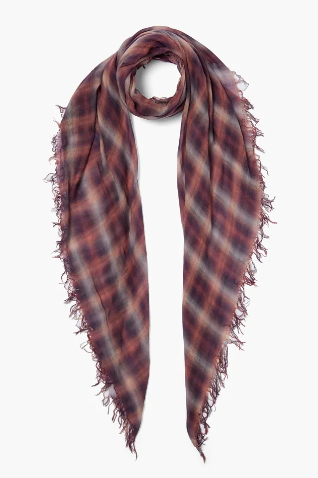 Chan Luu Scarves Cashmere And Silk Scarf Dark Sapphire Plaid 8211 Women