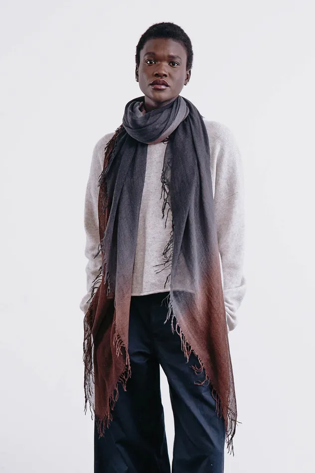 Chan Luu Scarves Cashmere And Silk Scarf Espresso Dip Dyed 8211 Women