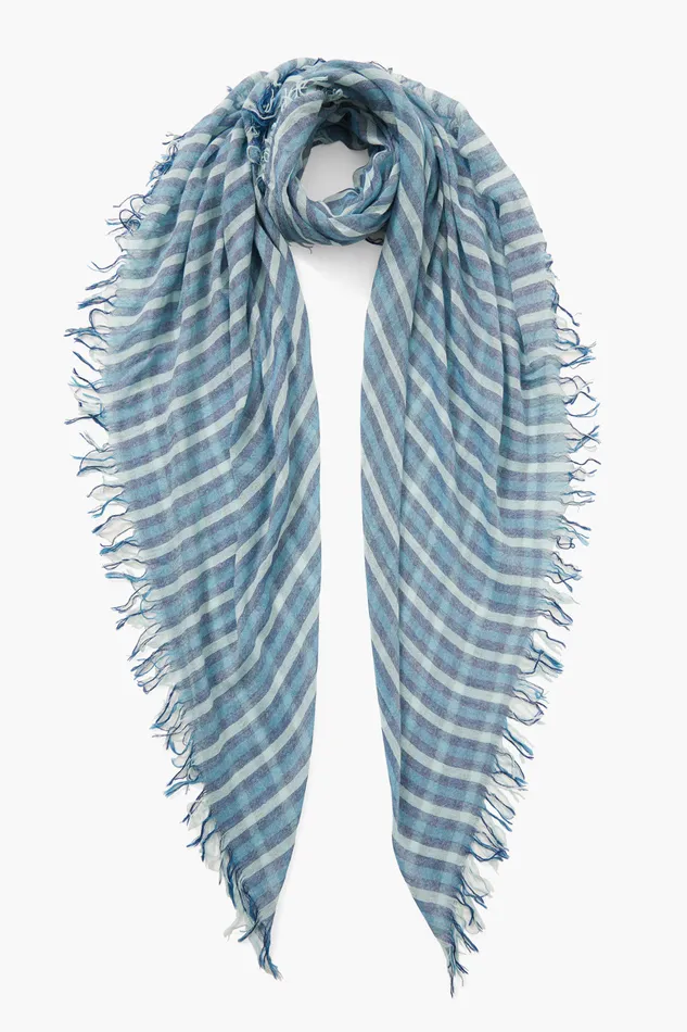 Chan Luu Scarves Cashmere And Silk Scarf Estate Blue Linea 8211 Women