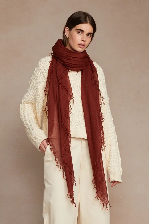 Chan Luu Scarves Cashmere And Silk Scarf Fired Brick 8211 Women