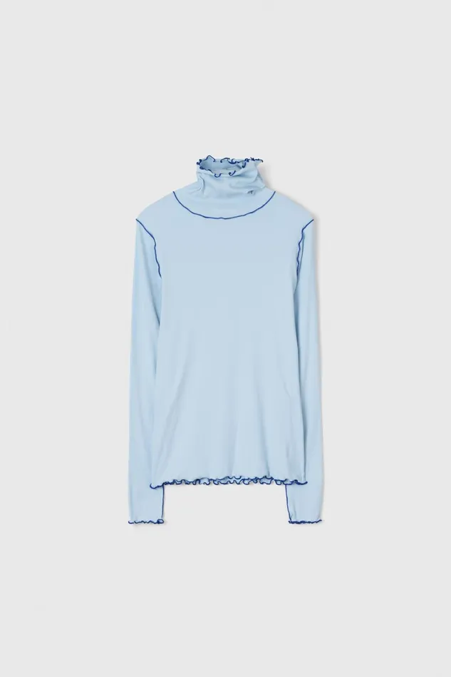 Cisne Rib Jersey Top Fog Blue Women Rodebjer Tops