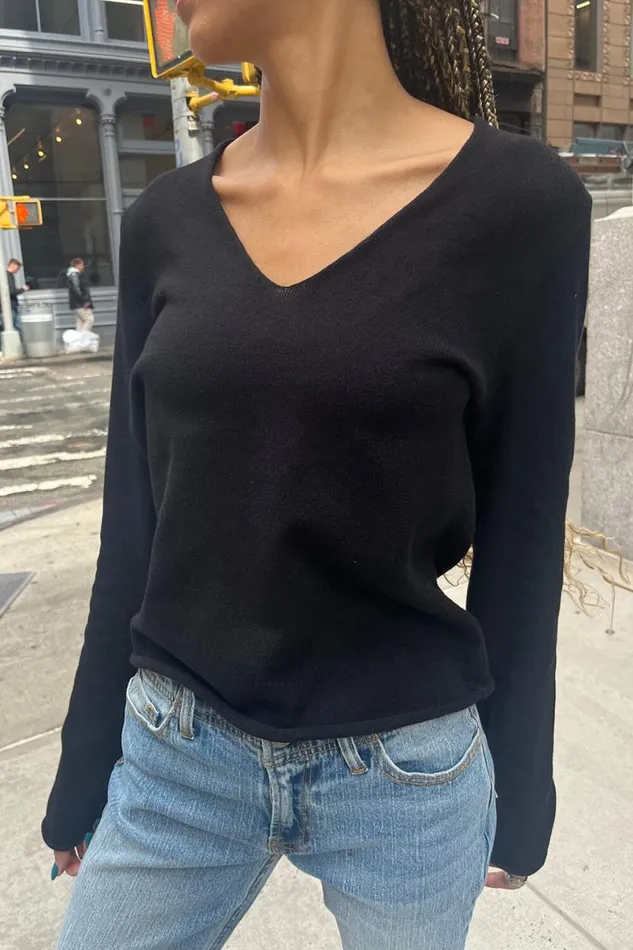 Clothing Andi VNeck Cotton Sweater Brandy Melville SWEATERS Clothing Andi VNeck Cotton Sweater Brandy Melville SWEATERS