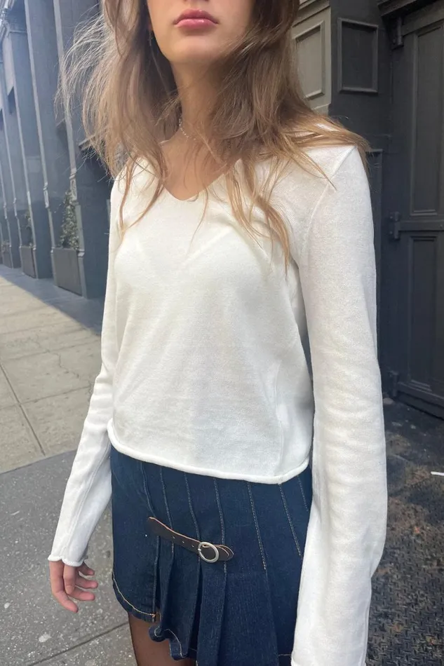 Clothing Andi VNeck Cotton Sweater Brandy Melville SWEATERS Clothing Andi VNeck Cotton Sweater Brandy Melville SWEATERS