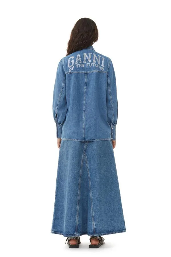 Clothing GANNI CoOrds Future Denim Shirt Dark Blue Vintage