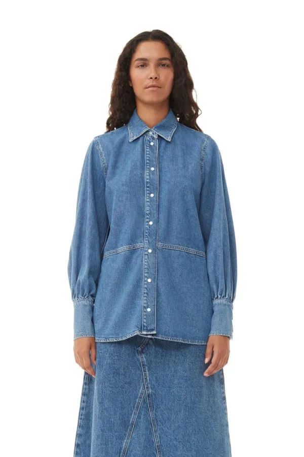 Clothing GANNI CoOrds Future Denim Shirt Dark Blue Vintage