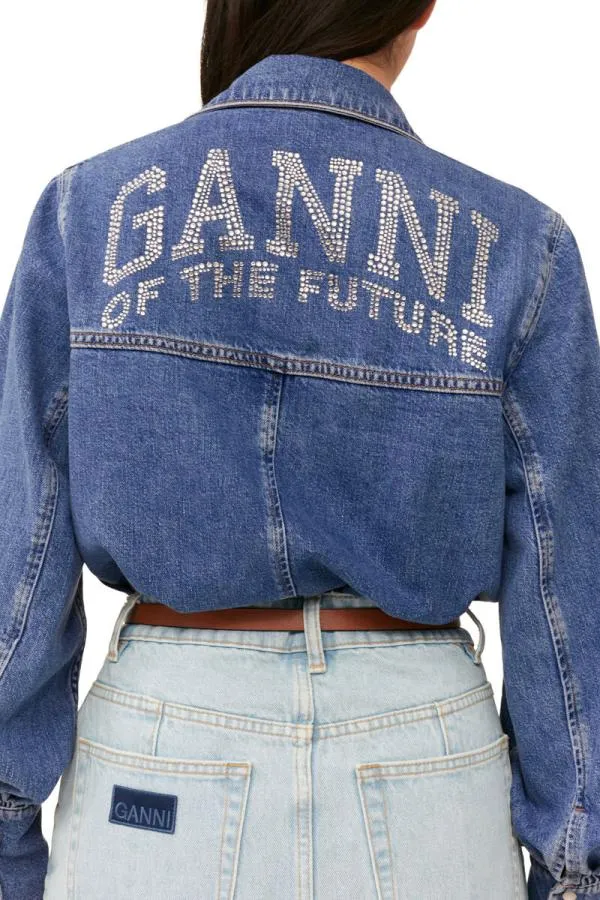 Clothing GANNI CoOrds Future Denim Shirt Dark Blue Vintage