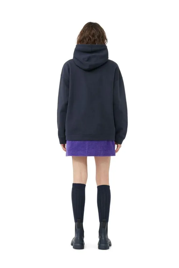 Clothing GANNI Extended Sizes Blue Oversized Isoli Flower Hoodie Sky Captain