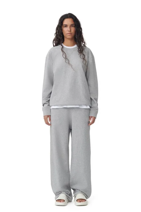 Clothing GANNI Extended Sizes Grey Isoli Drop Shoulder Sweatshirt Paloma Melange Clothing GANNI Extended Sizes Grey Isoli Drop Shoulder Sweatshirt Paloma Melange