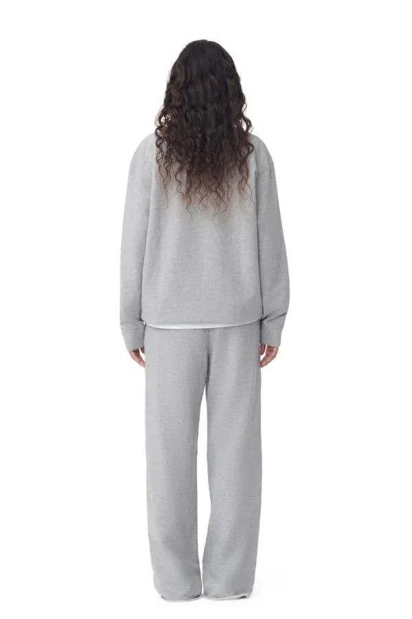 Clothing GANNI Extended Sizes Grey Isoli Drop Shoulder Sweatshirt Paloma Melange Clothing GANNI Extended Sizes Grey Isoli Drop Shoulder Sweatshirt Paloma Melange