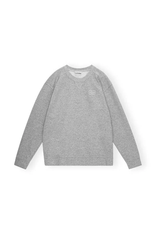 Clothing GANNI Extended Sizes Grey Isoli Drop Shoulder Sweatshirt Paloma Melange Clothing GANNI Extended Sizes Grey Isoli Drop Shoulder Sweatshirt Paloma Melange