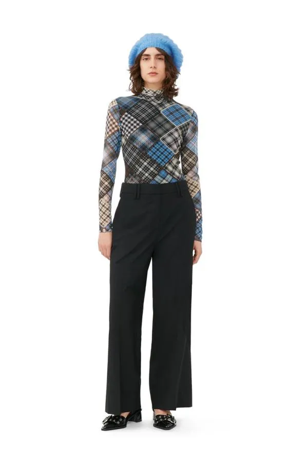 Clothing GANNI Extended Sizes Printed Mesh Long Sleeve Rollneck Sweater Silver Lake Blue Clothing GANNI Extended Sizes Printed Mesh Long Sleeve Rollneck Sweater Silver Lake Blue