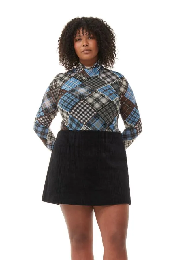 Clothing GANNI Extended Sizes Printed Mesh Long Sleeve Rollneck Sweater Silver Lake Blue Clothing GANNI Extended Sizes Printed Mesh Long Sleeve Rollneck Sweater Silver Lake Blue