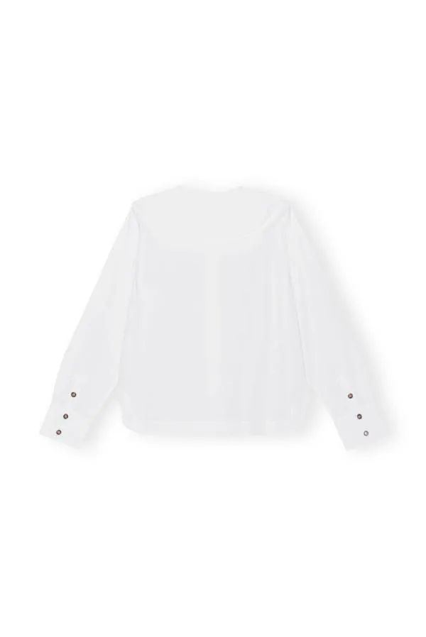 Clothing GANNI Extended Sizes White Cotton Poplin DoubleCollar Shirt Bright White Clothing GANNI Extended Sizes White Cotton Poplin DoubleCollar Shirt Bright White
