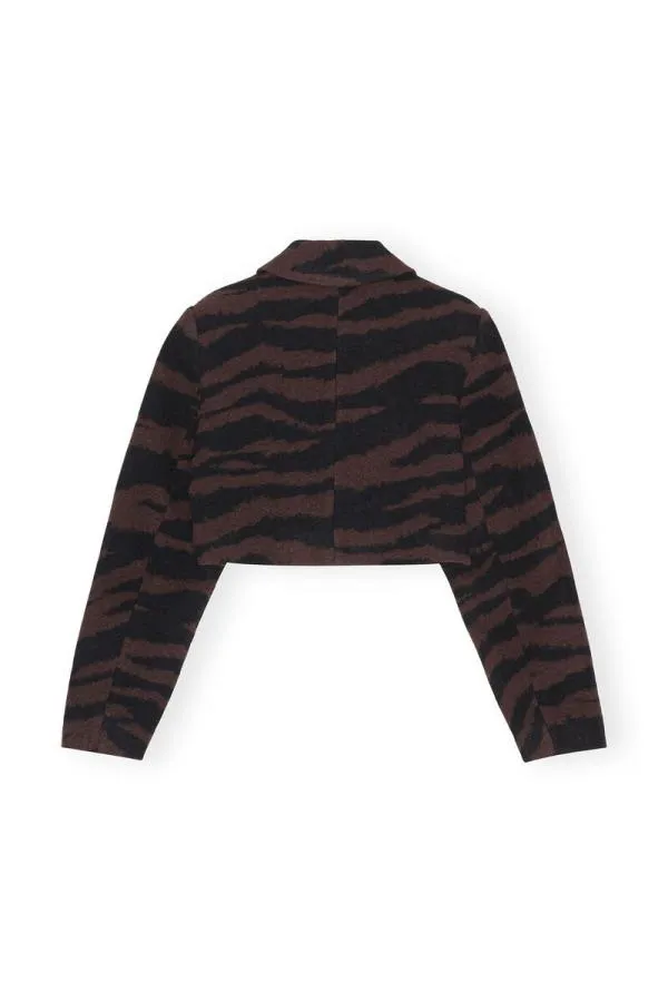 Clothing GANNI Extended Sizes Wool Jacquard Cropped Jacket Black Clothing GANNI Extended Sizes Wool Jacquard Cropped Jacket Black