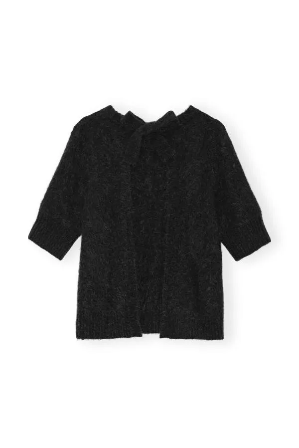 Clothing GANNI Knitwear Black Brushed Alpaca Open Back Top Black Clothing GANNI Knitwear Black Brushed Alpaca Open Back Top Black
