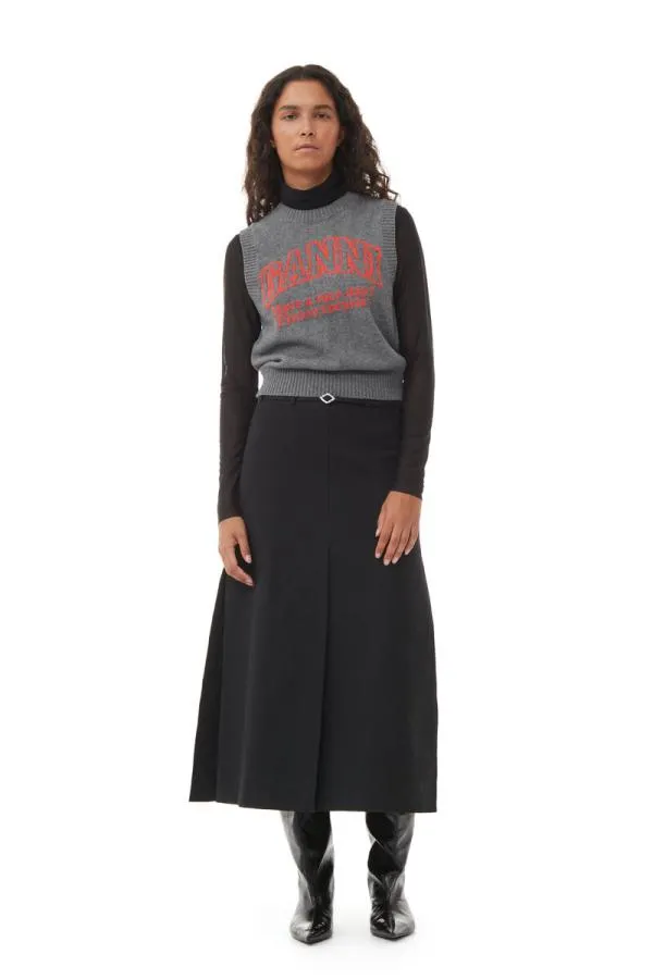 Clothing GANNI Knitwear Grey Graphic ONeck Vest Frost Gray Clothing GANNI Knitwear Grey Graphic ONeck Vest Frost Gray