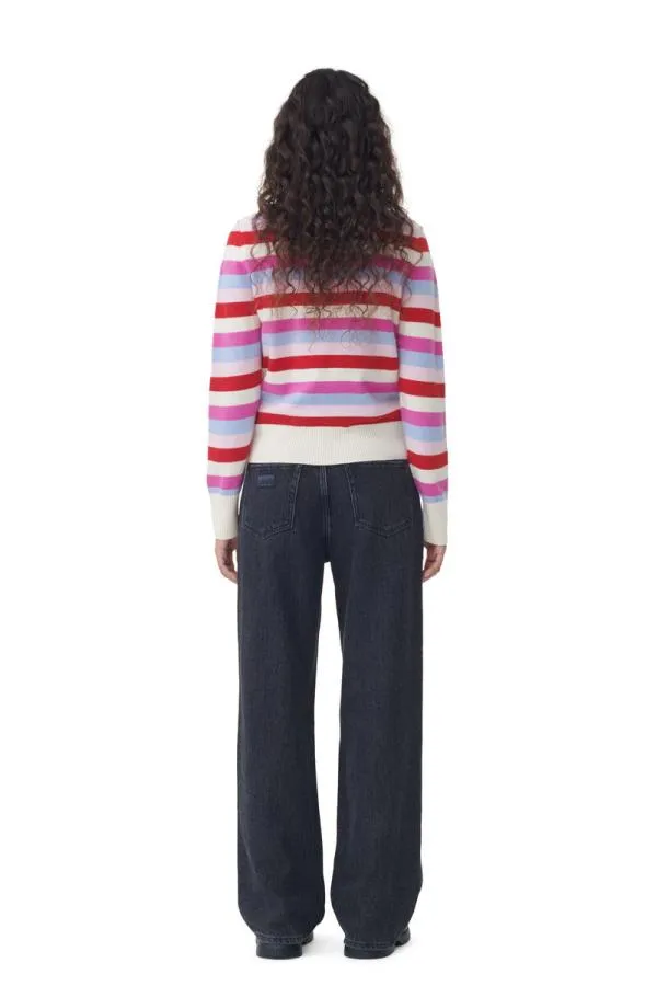 Clothing GANNI Knitwear Striped Collar Pullover Egret Clothing GANNI Knitwear Striped Collar Pullover Egret