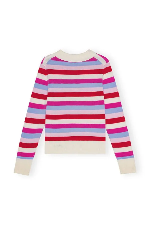 Clothing GANNI Knitwear Striped Collar Pullover Egret Clothing GANNI Knitwear Striped Collar Pullover Egret