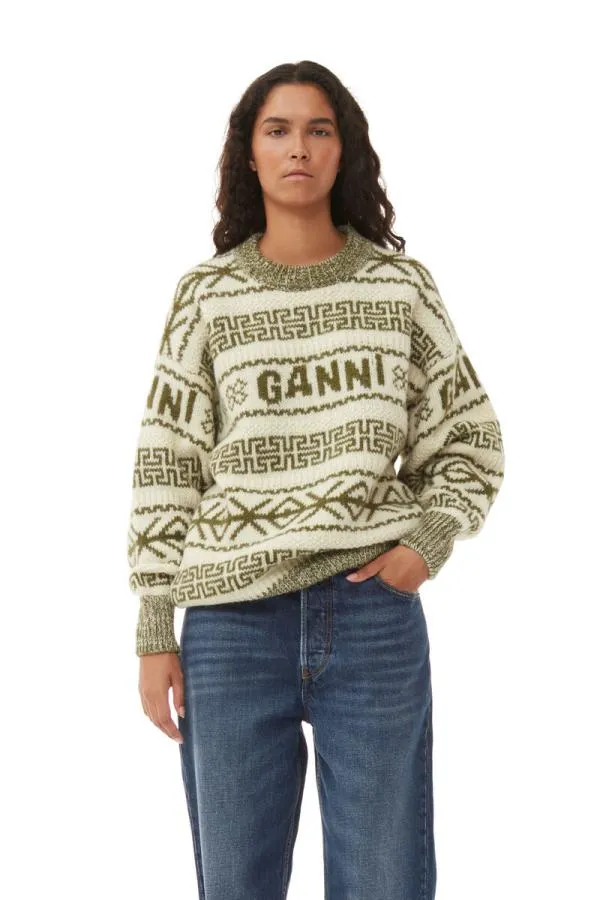 Clothing GANNI Knitwear Wool Pullover Avocado