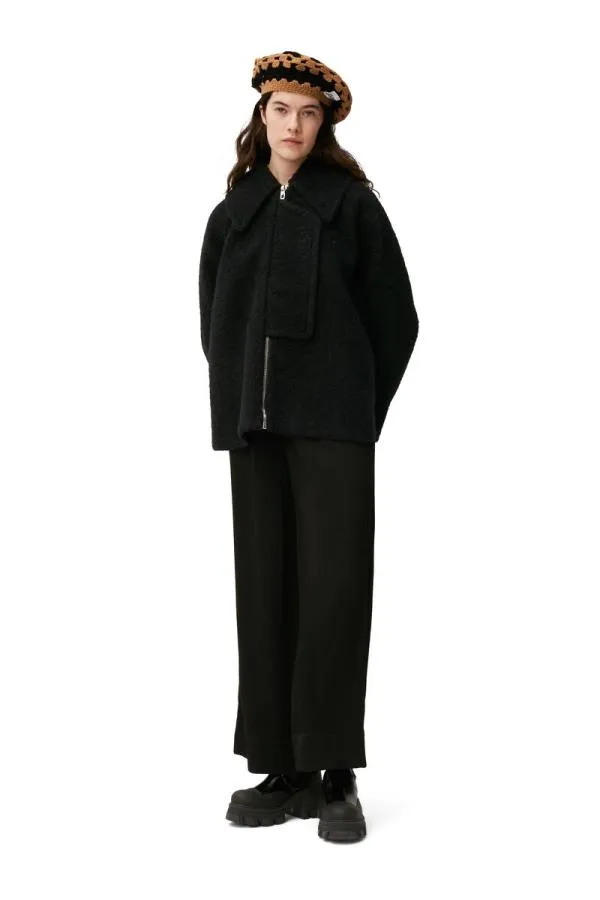 Clothing GANNI Outerwear Boucle Wool Jacket Black