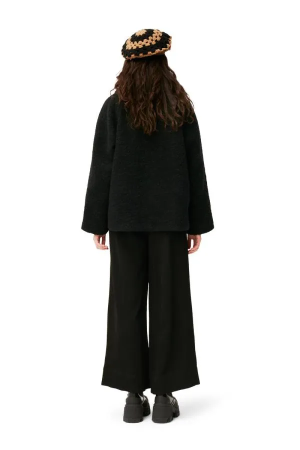 Clothing GANNI Outerwear Boucle Wool Jacket Black Clothing GANNI Outerwear Boucle Wool Jacket Black