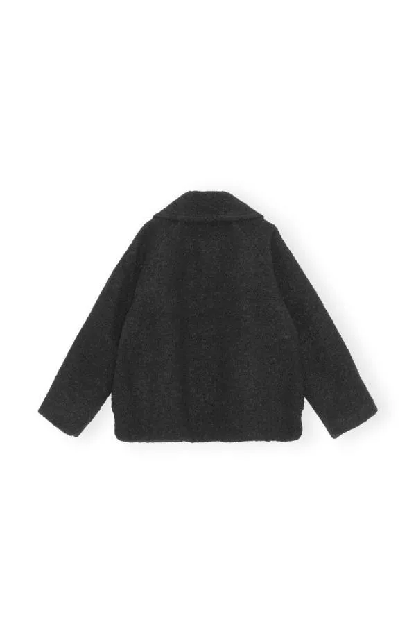 Clothing GANNI Outerwear Boucle Wool Jacket Black Clothing GANNI Outerwear Boucle Wool Jacket Black