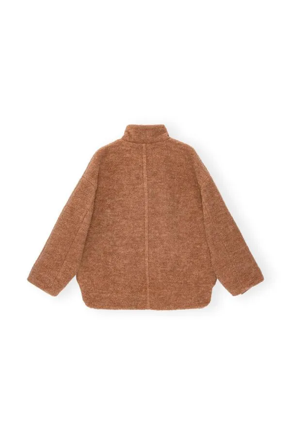 Clothing GANNI Outerwear Brown Boucle Wool Shoulder Jacket Tiger039s Eye Clothing GANNI Outerwear Brown Boucle Wool Shoulder Jacket Tiger039s Eye