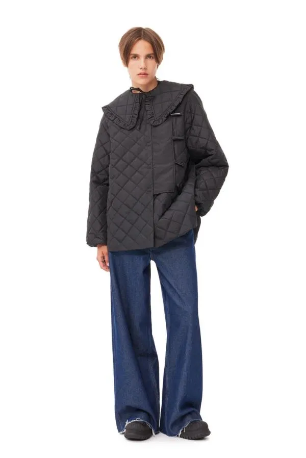 Clothing GANNI Outerwear Quilted Coat Black