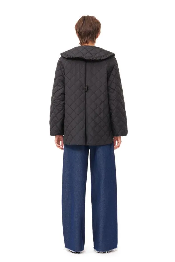 Clothing GANNI Outerwear Quilted Coat Black Clothing GANNI Outerwear Quilted Coat Black