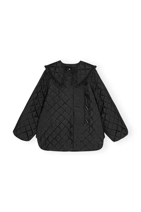 Clothing GANNI Outerwear Quilted Coat Black Clothing GANNI Outerwear Quilted Coat Black