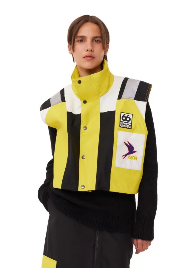 Clothing GANNI Outerwear X 66North Kria Cropped Vest Blazing Yellow