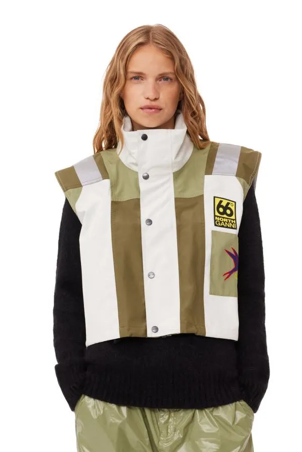 Clothing GANNI Outerwear X 66North Kria Cropped Vest White Lamb