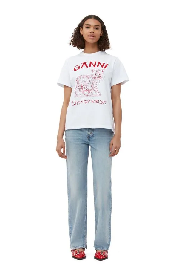 Clothing GANNI TShirts Relaxed Future Tshirt Bright White